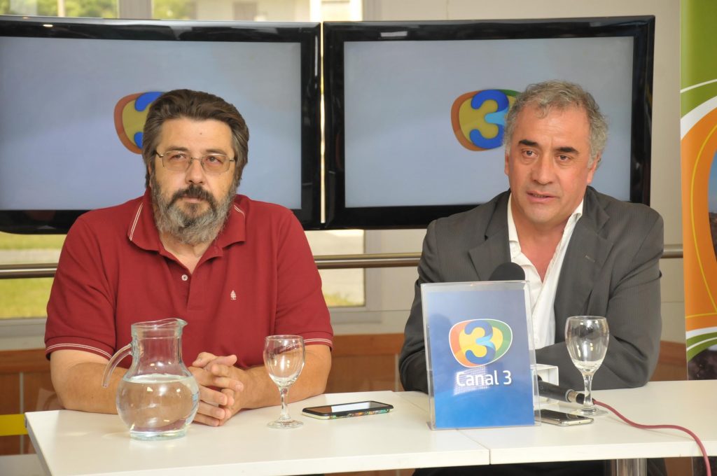 Subsecretario de Medios de La Pampa Jose Perez junto al Director de Canal 3 La Pampa Mario Ziaurriz